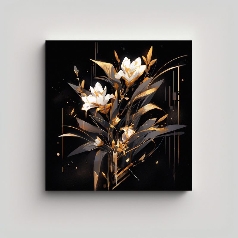 GENERICO - Arte Moderno Colores Dorados Neonoir Ambiente 90x90 Cm