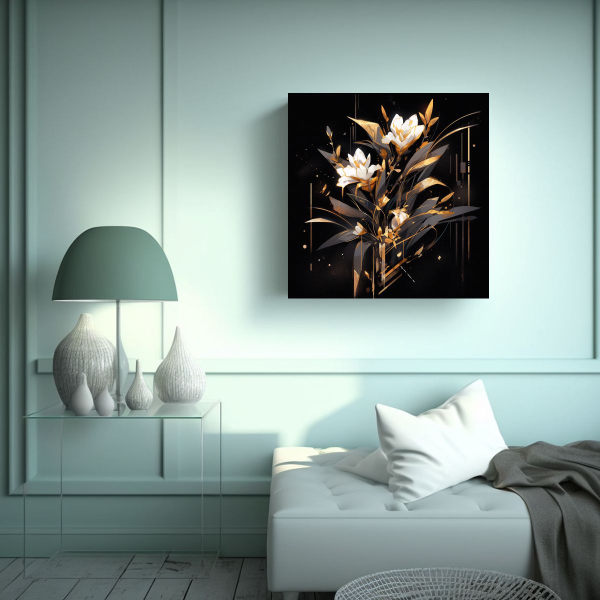 GENERICO - Arte Moderno Colores Dorados Neonoir Ambiente 50x50 Cm