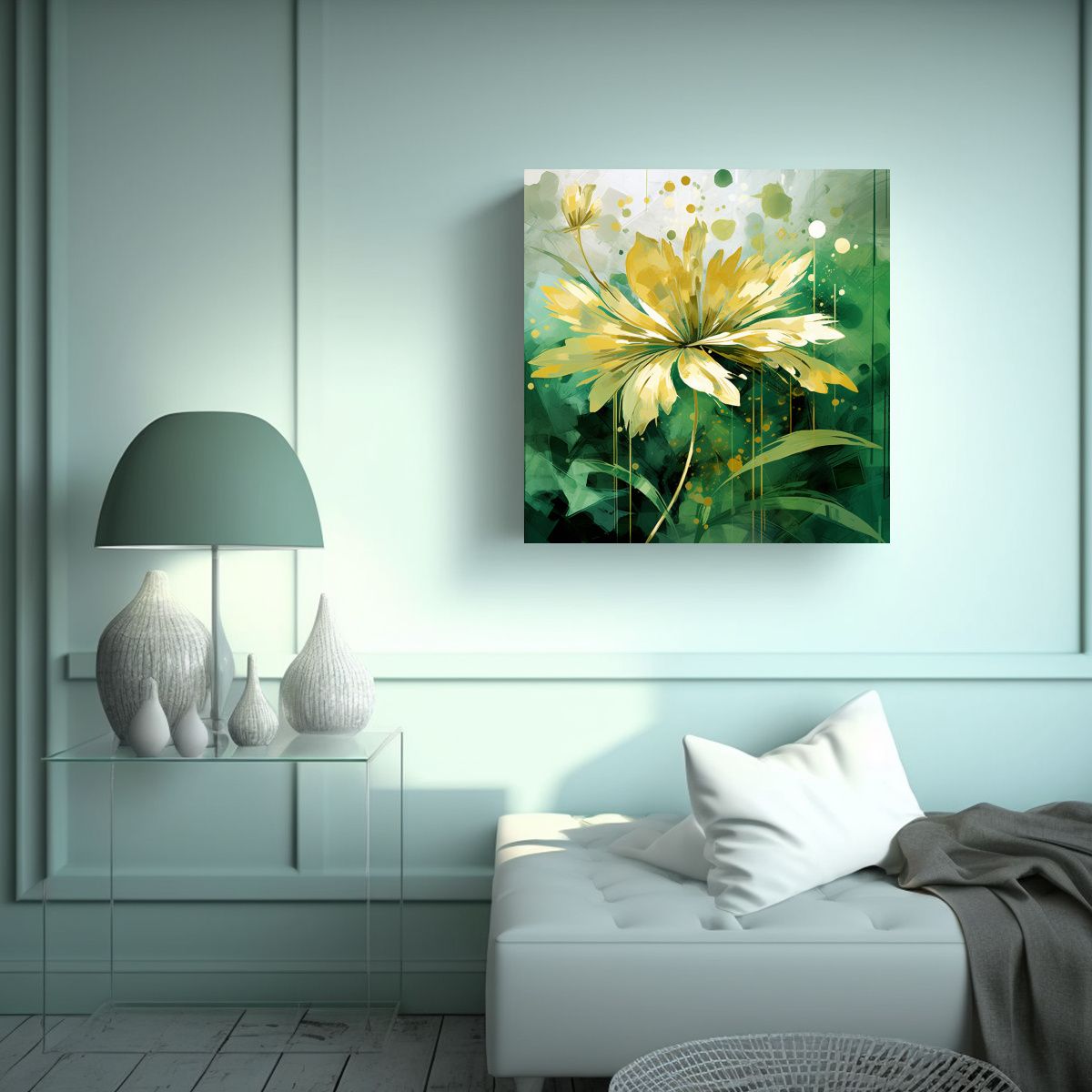 GENERICO - Cuadro Dibujo Intensidad Green & Gold 80x80 Cm