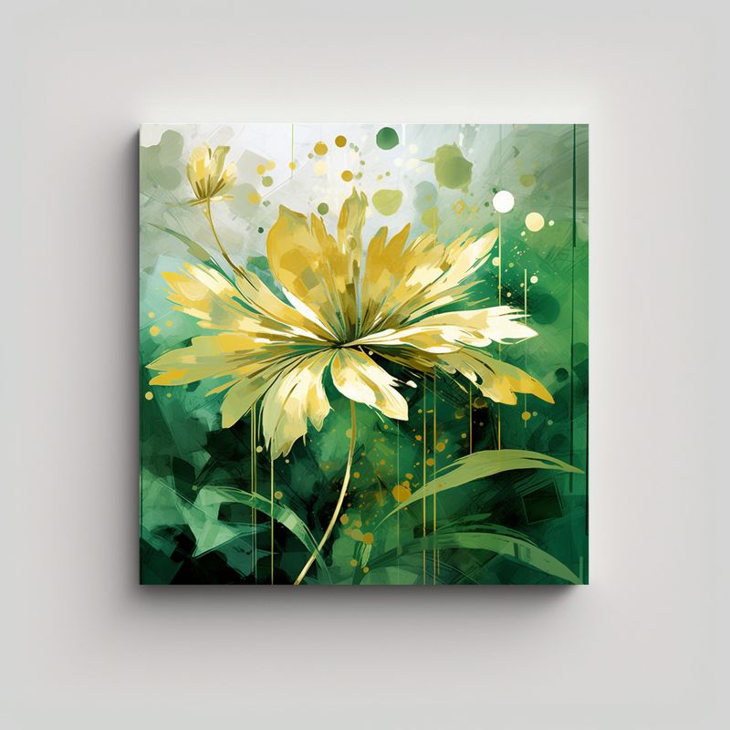 GENERICO - Cuadro Dibujo Intensidad Green & Gold 60x60 Cm