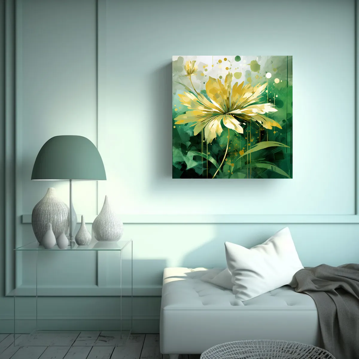 GENERICO - Cuadro Dibujo Intensidad Green & Gold 50x50 Cm