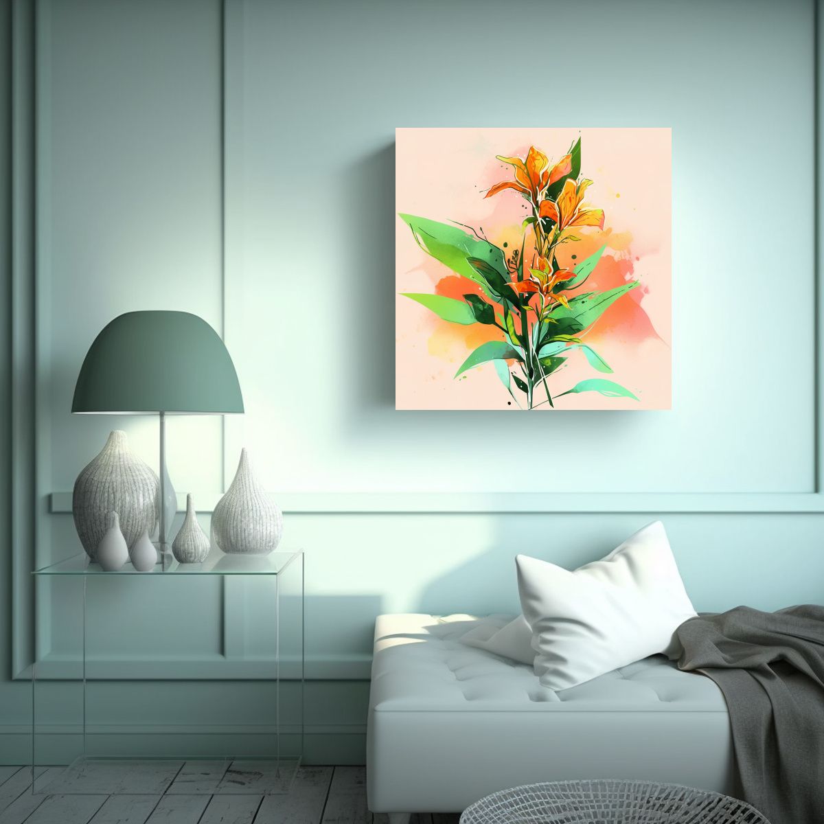 GENERICO - Cuadro De Lienzo Dibujo Intensidad Colores Verde 80x80 Cm