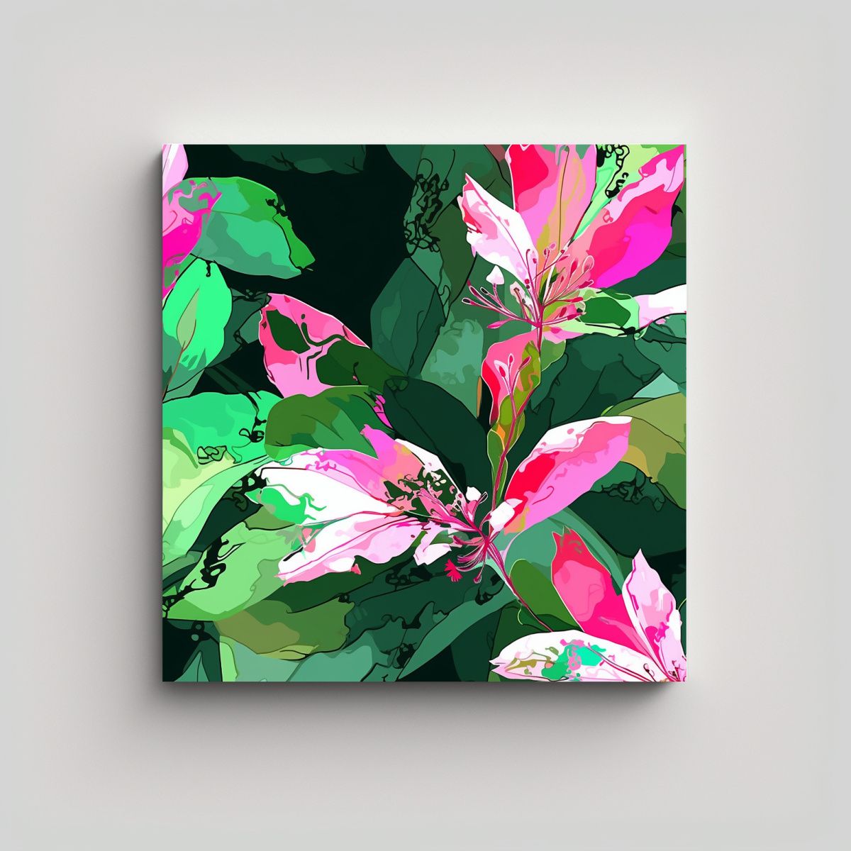 GENERICO - Bastidor De Madera En Colores Verde Y Rosa Con 80x80 Cm