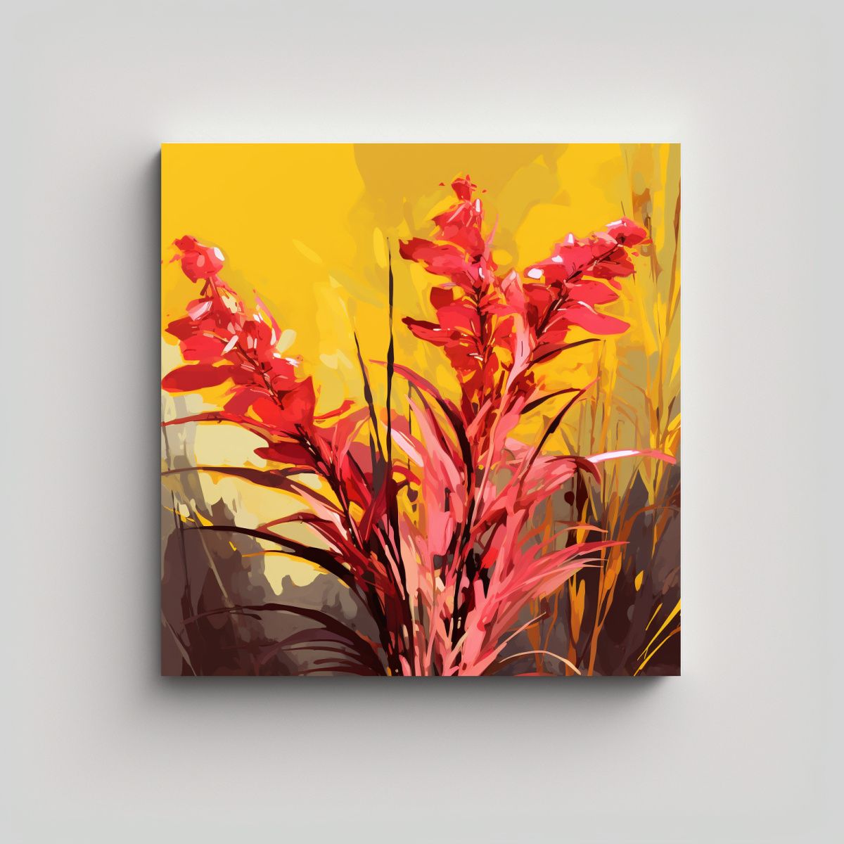 GENERICO - Pintura Decorativa De Una Hierba De Fuego En 80x80 Cm