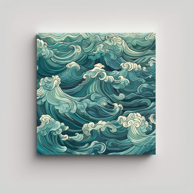 GENERICO - Pintura Decorativa Cuadrada Con Ondas Sin 80x80 Cm