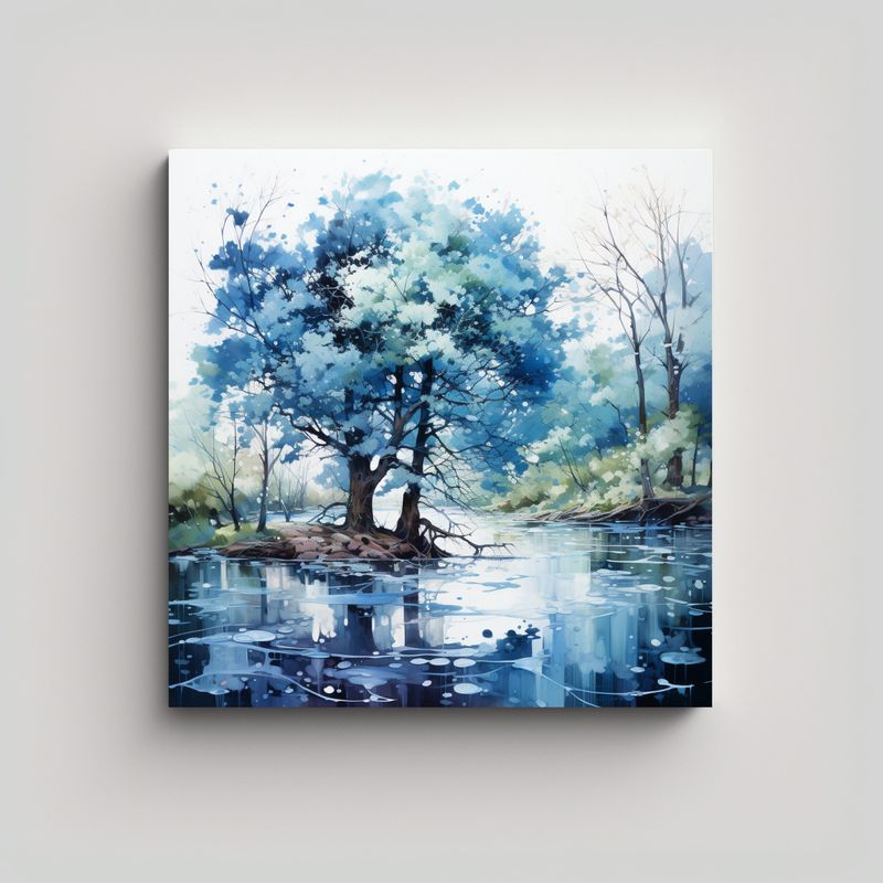 GENERICO - Cuadro Abstracto De Árbol Forestal Con Tonos 70x70 Cm