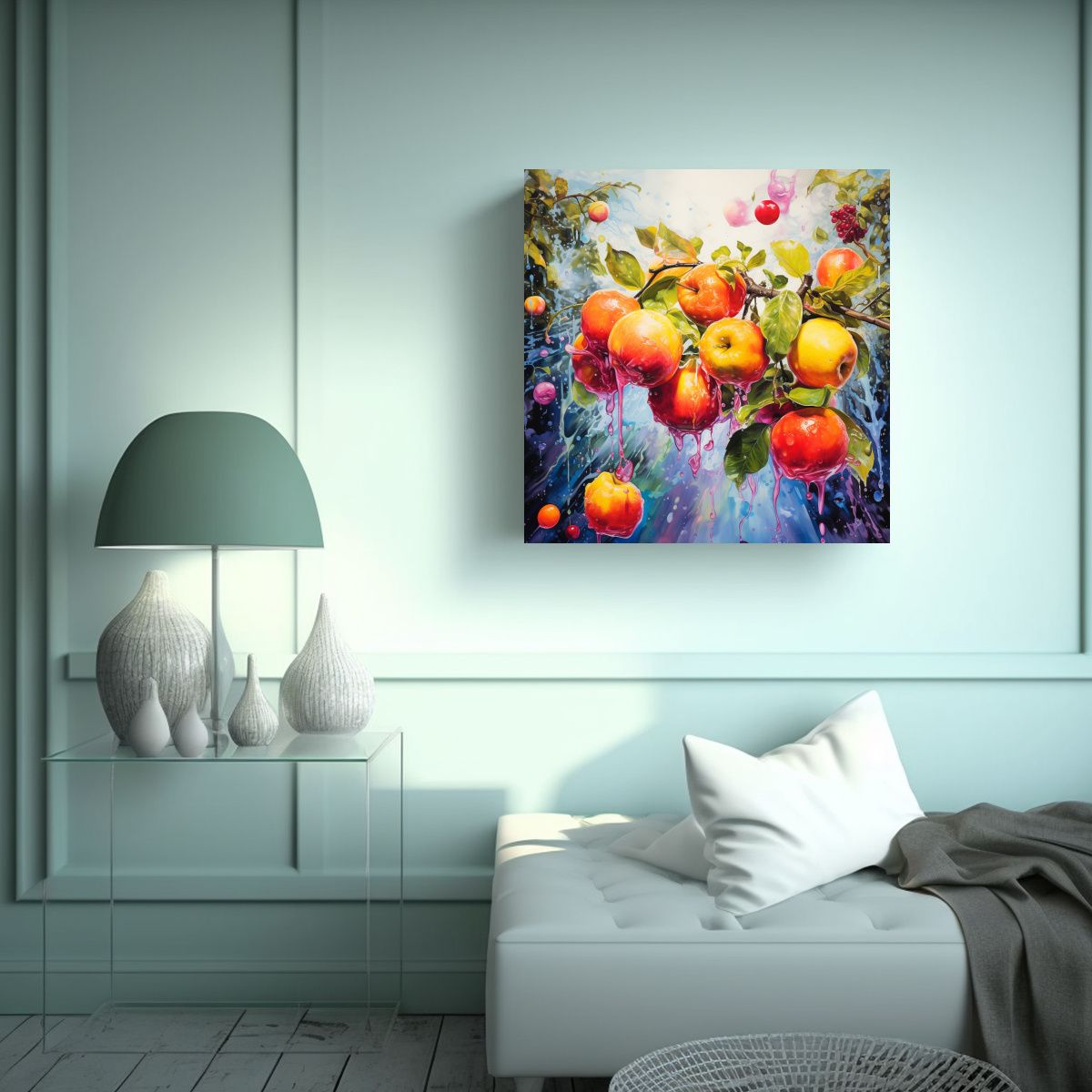 GENERICO - Pintura Abstracta Acuarela árboles Frutales 70x70 Cm