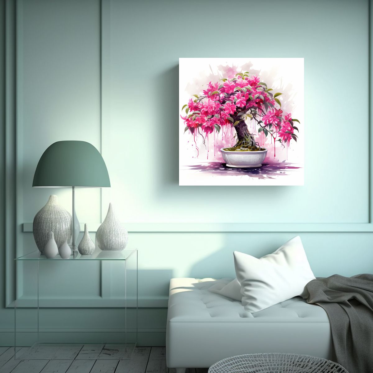 GENERICO - Pintura Abstracta Elegante En Colores Fucsia, 50x50 Cm