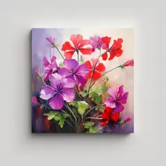 GENERICO - Cuadro Abstracto De Geranios: Protagonismo En La 60x60 Cm