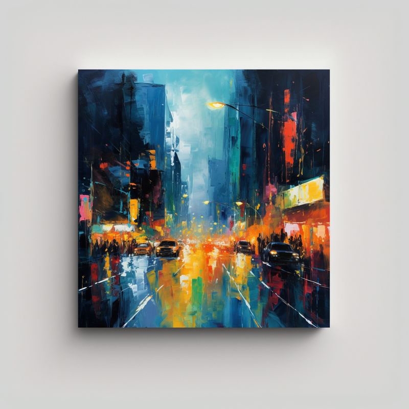GENERICO - Pintura Abstracta Inspirada En Cuadro Lienzo 70x70 Cm