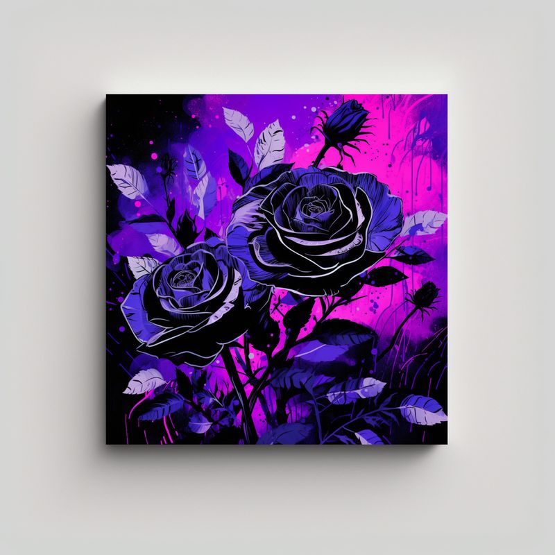 GENERICO - Lienzo Estilo Purple Y Negro Con Finas Líneas En 60x60 Cm