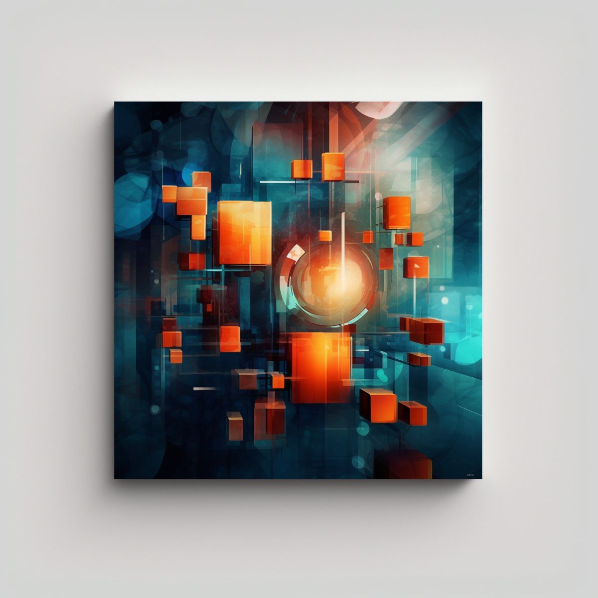 GENERICO - Cuadro Abstracto Futurista Tecnología Digital 70x70 Cm