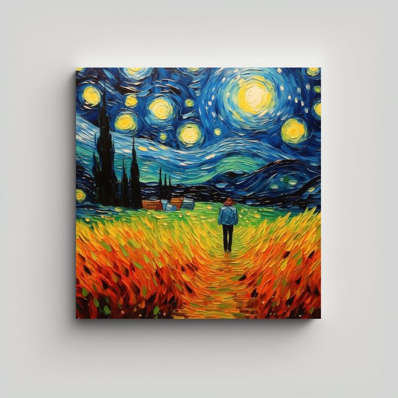 GENERICO - Pintura Decorativa Arte Vintage Estilo Van Gogh 60x60 Cm