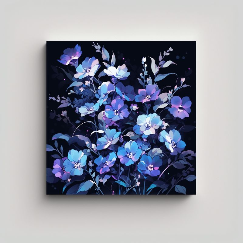 GENERICO - Cuadro Composición Púrpura Y Azul Atmosfera 80x80 Cm