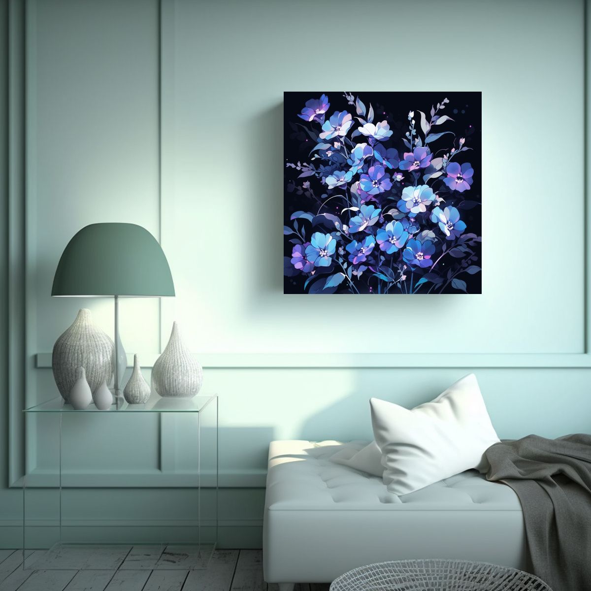 GENERICO - Cuadro Composición Púrpura Y Azul Atmosfera 60x60 Cm