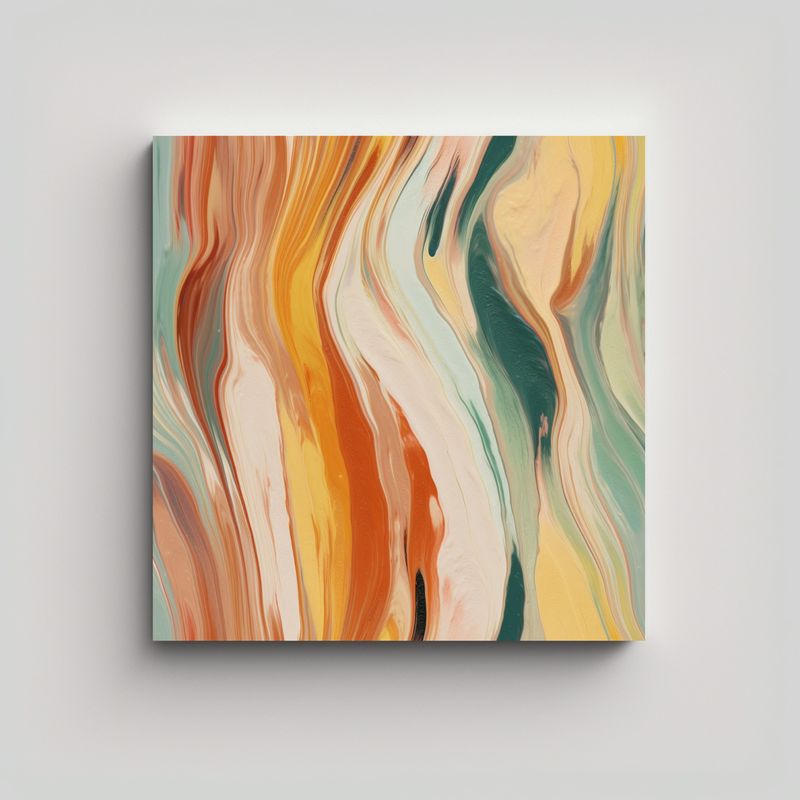GENERICO - Cuadro Abstracto Con Pinceladas De Colores 70x70 Cm