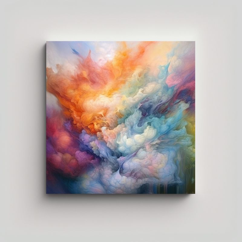 GENERICO - Cuadro Abstracto De Líneas Finas Con Derrame De 90x90 Cm