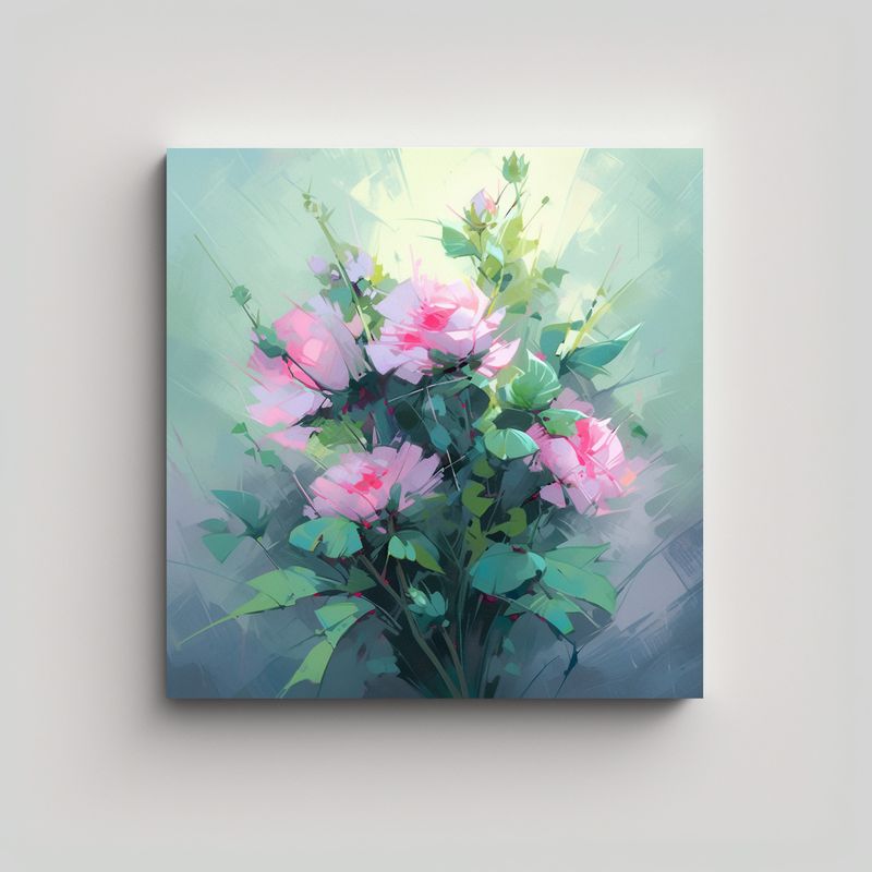 GENERICO - Arte Dibujo Composición Dinámica A Flores En 50x50 Cm