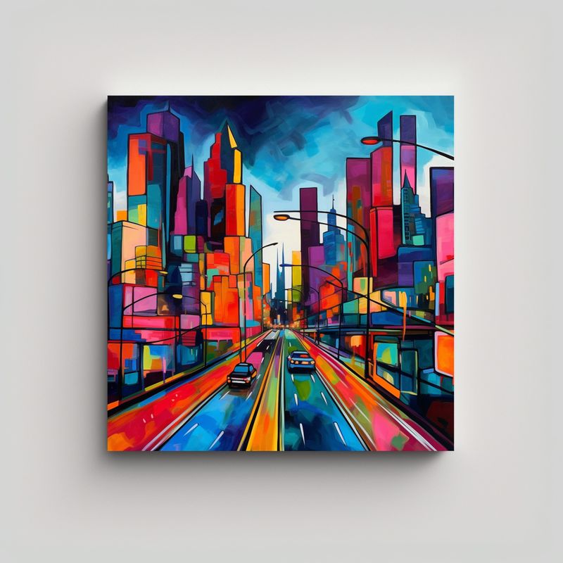 GENERICO - Cuadro Cuadro Ciudad Imaginaria 60x60 Cm