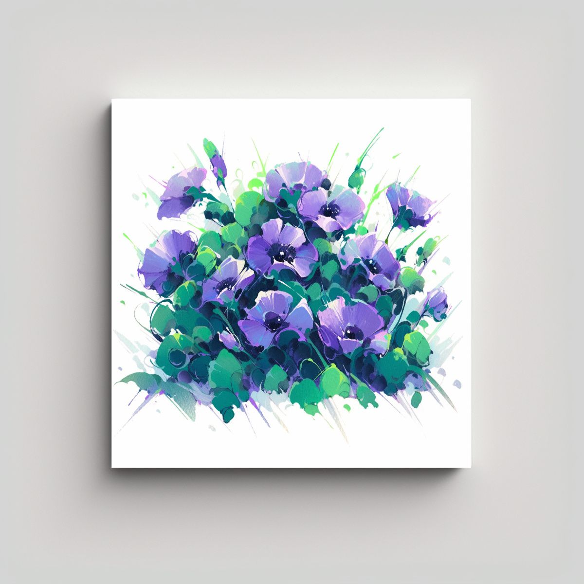 GENERICO - Pintura De Flores Coloridas A Green AND Purple En 60x60 Cm