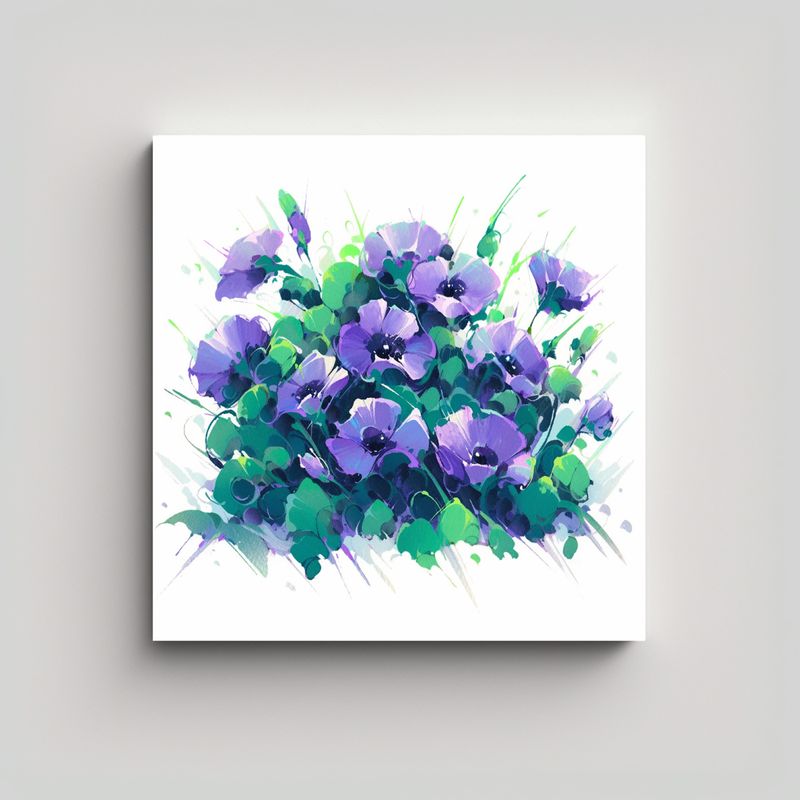 GENERICO - Pintura De Flores Coloridas A Green AND Purple En 60x60 Cm