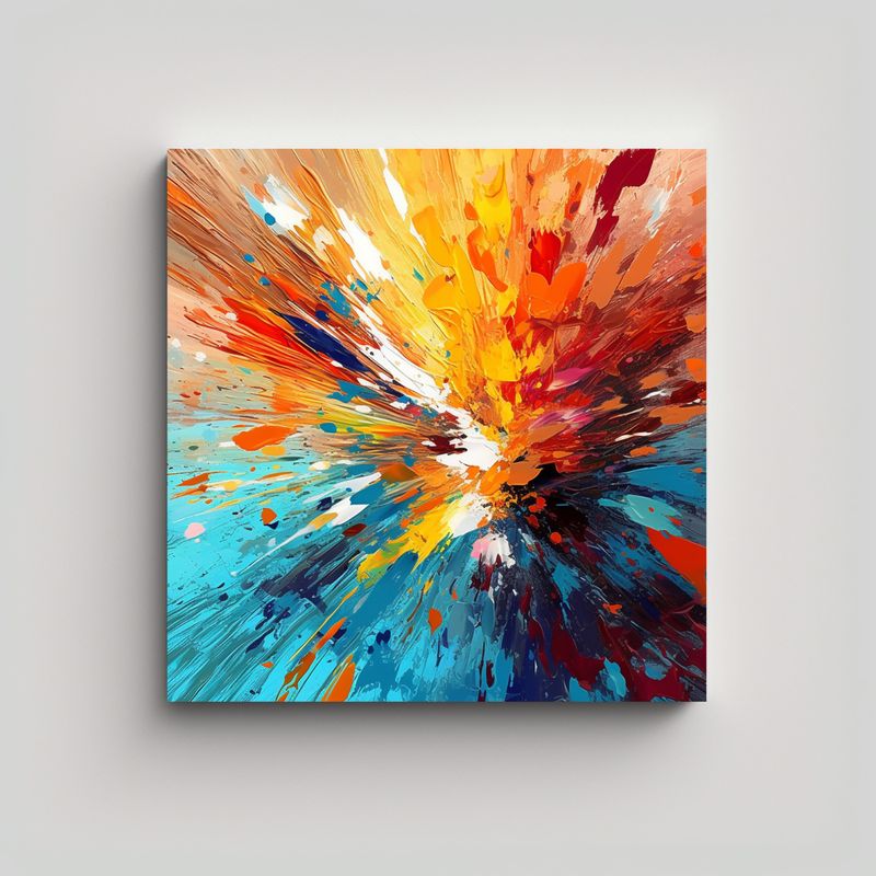 GENERICO - Cuadro Colorido Fondo Pintado Con Salpicaduras De 60x60 Cm