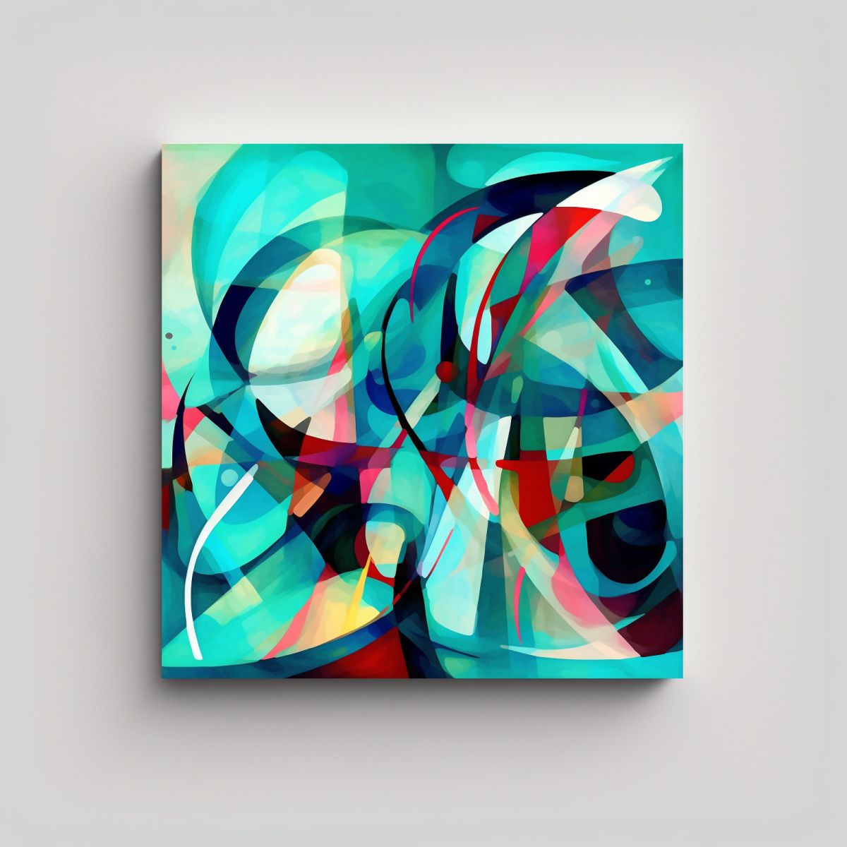 GENERICO - Tela En Bastidor Acuarela Geométrica Abstracta, 70x70 Cm