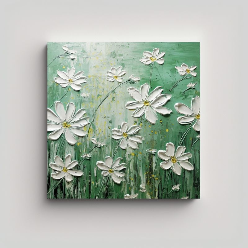 GENERICO - Lienzo De Tela Dibujo Belleza Con Flores En Tonos 70x70 Cm