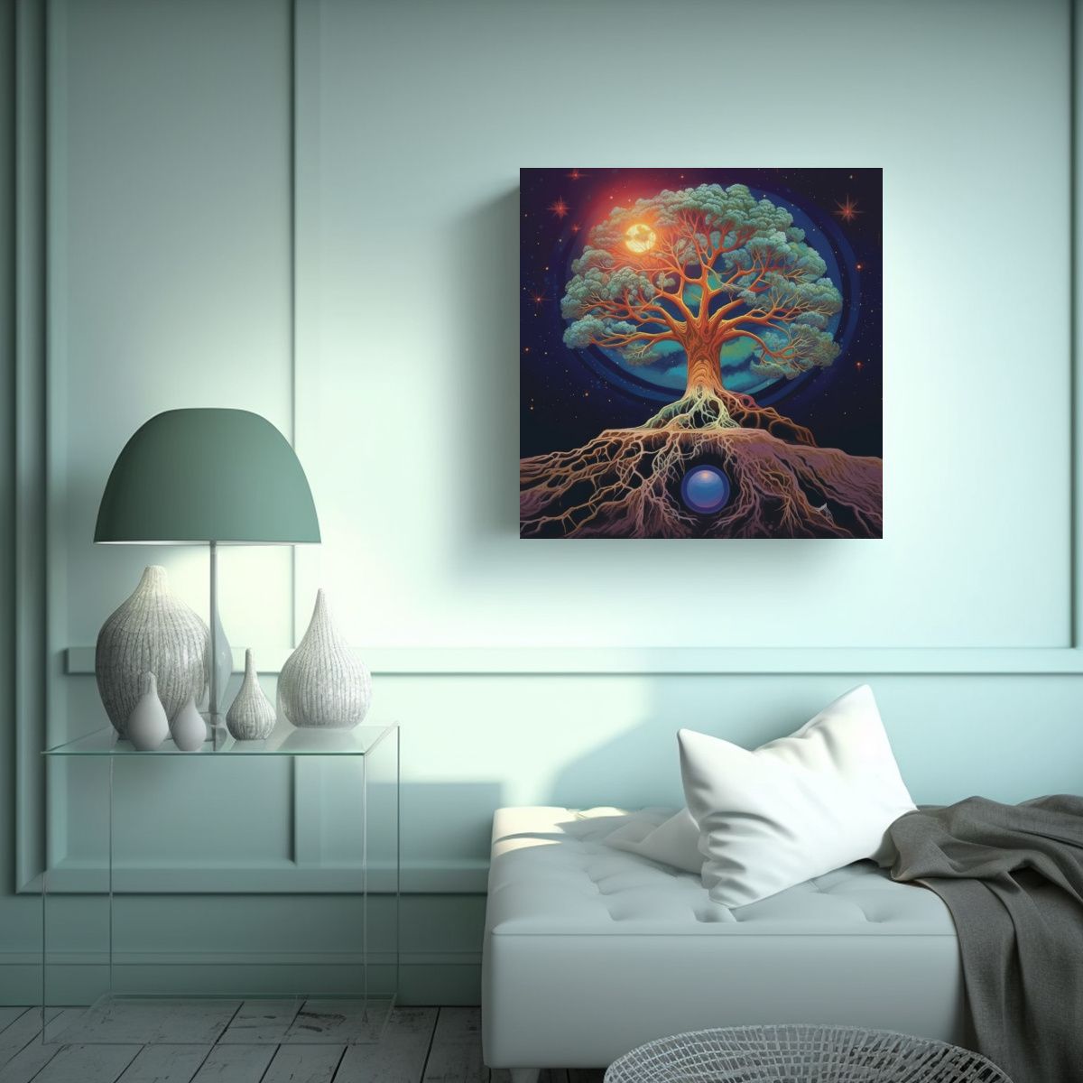 GENERICO - Cuadro Moderno Combinación árbol Psicodélico 80x80 Cm