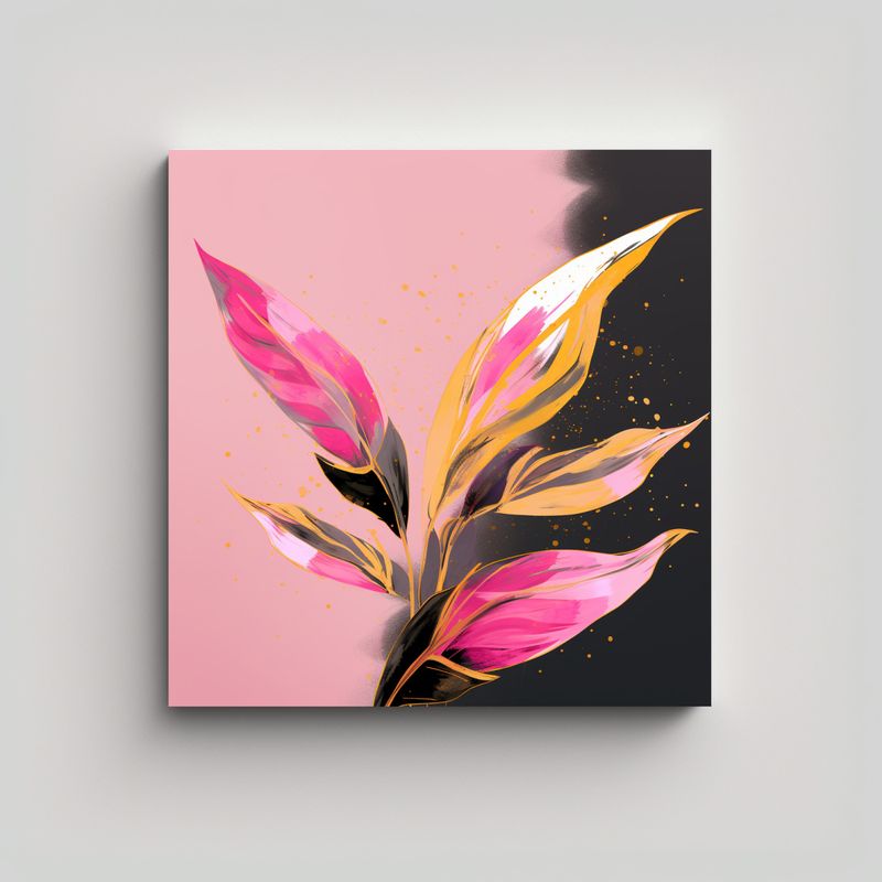 GENERICO - 1 Cuadro Armonía De Colores Heliconia Leaves En 90x90 Cm