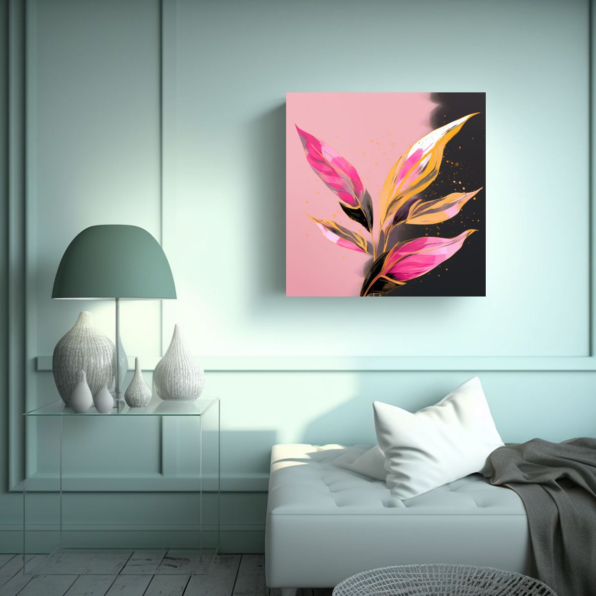 GENERICO - 1 Cuadro Armonía De Colores Heliconia Leaves En 60x60 Cm