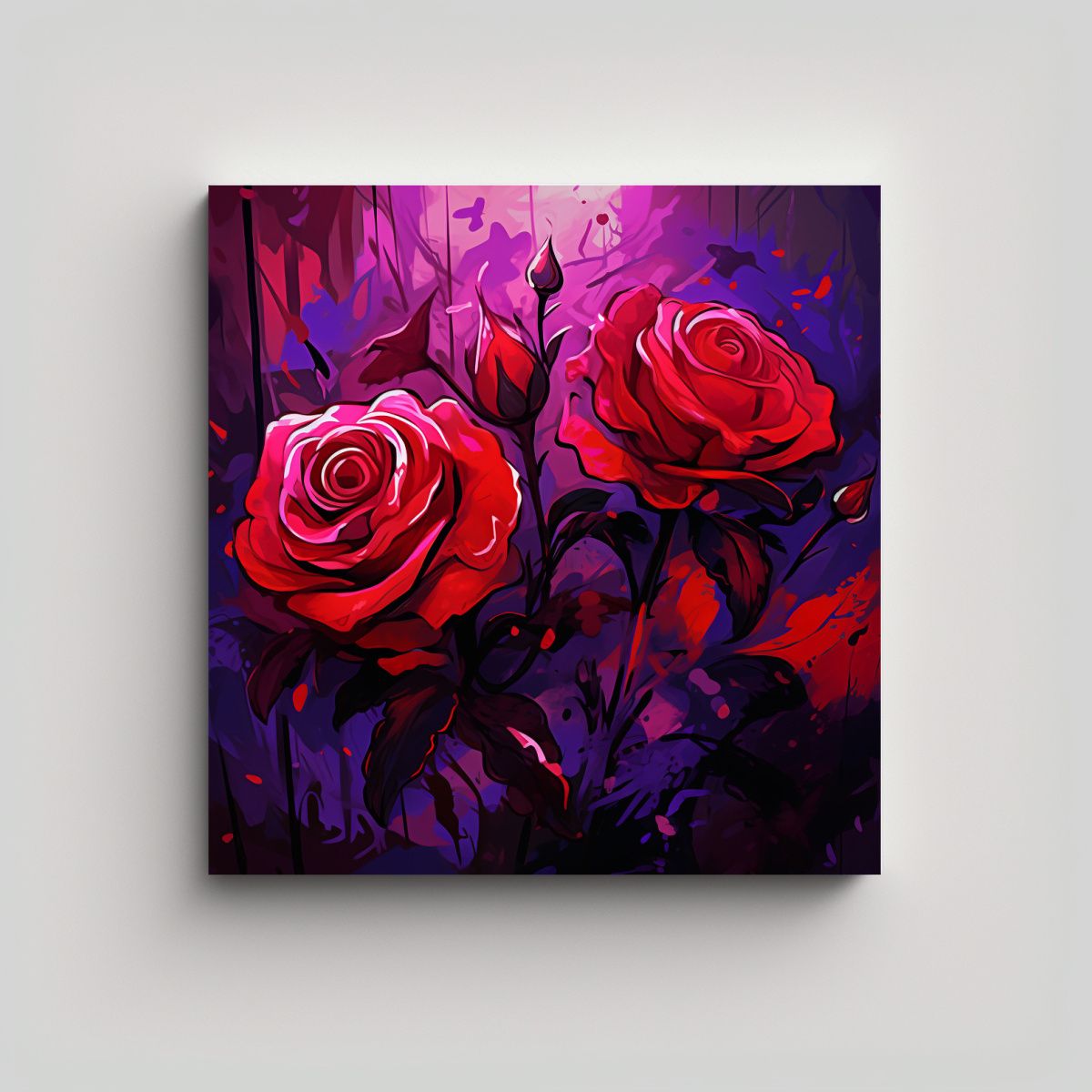 GENERICO - Cuadro Estilo Galería Purple Y Rojo Atmosfera 50x50 Cm