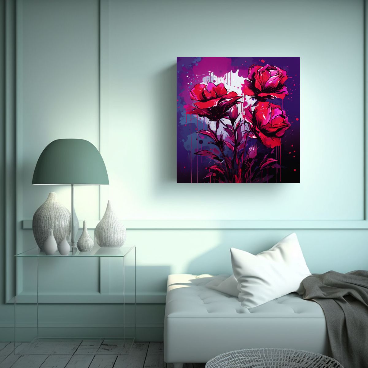 GENERICO - Cuadro Moderno Culturar Púrpura Y Rojo Ambiente 70x70 Cm