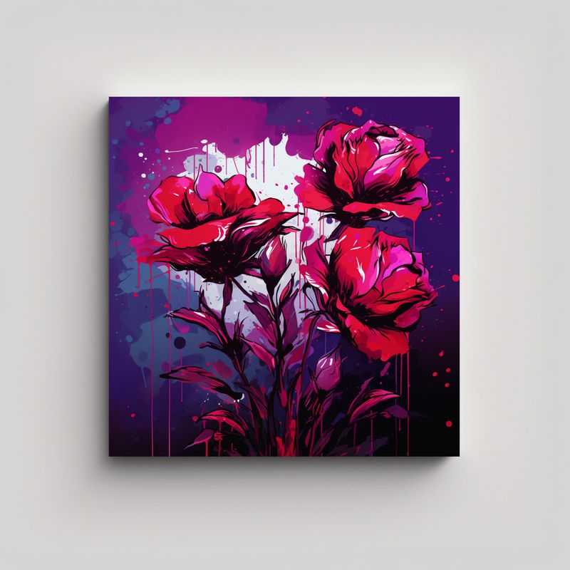 GENERICO - Cuadro Moderno Culturar Púrpura Y Rojo Ambiente 80x80 Cm