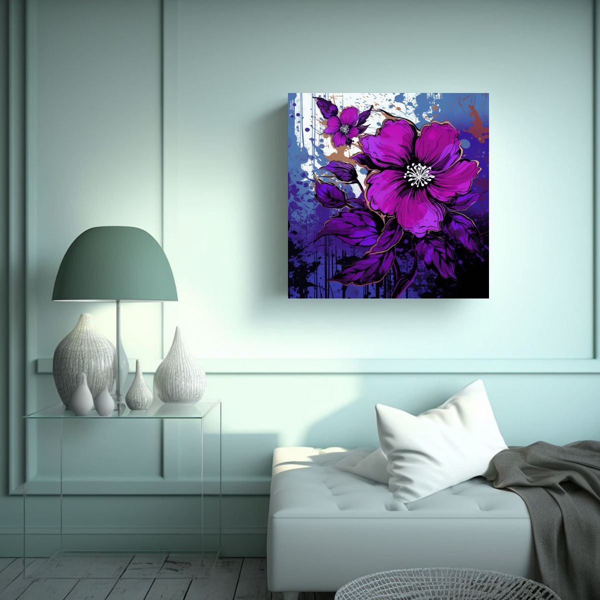GENERICO - Cuadro Línea Fina Sala Estilo Neonoir Colores 60x60 Cm