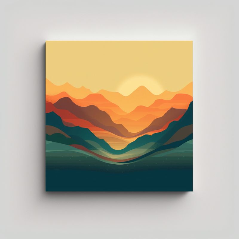 GENERICO - Tela En Bastidor Paisaje Montañas Otoño Retro 60x60 Cm