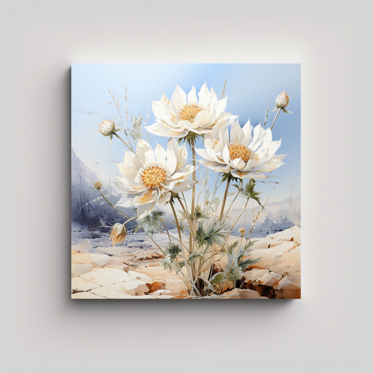 GENERICO - Cuadro Abstracto De Flores En Bastidor, Colores 50x50 Cm