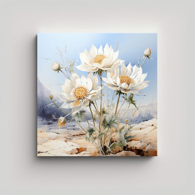 GENERICO - Cuadro Abstracto De Flores En Bastidor, Colores 50x50 Cm