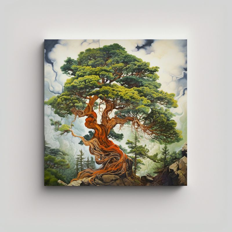 GENERICO - Pintura Abstracta En Relieve árbol De Enebro 90x90 Cm