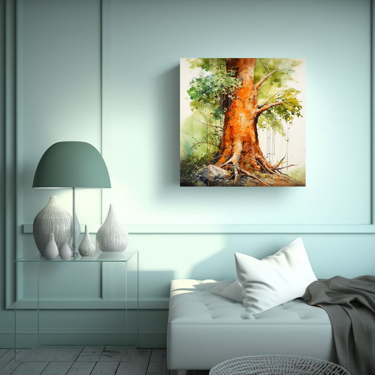 GENERICO - Cuadro Abstracto Acuarela árbol Kauri Multicolor 50x50 Cm