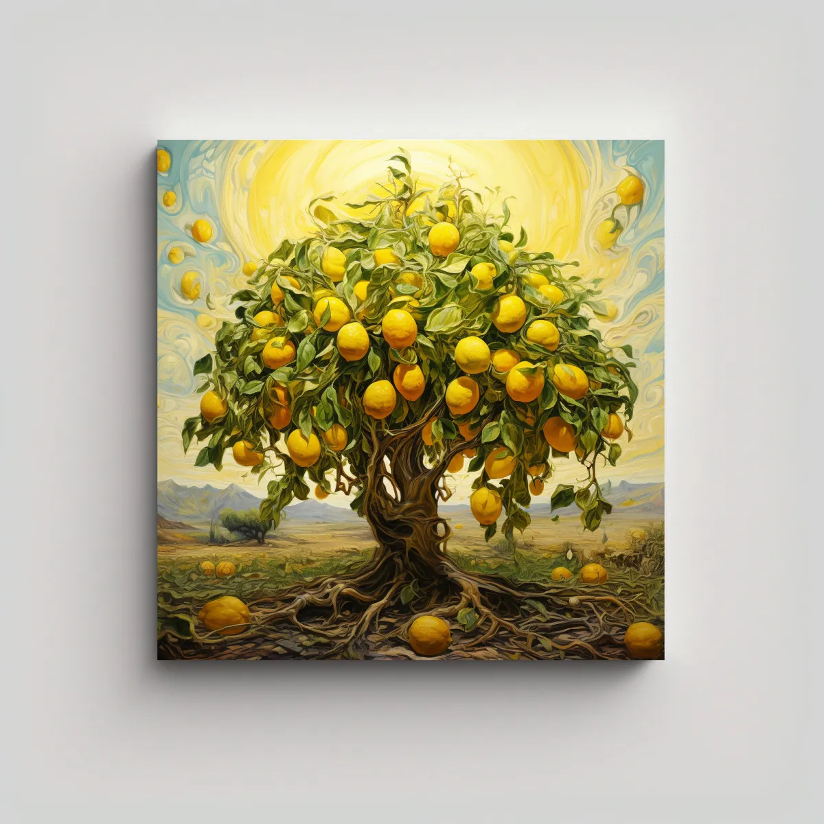GENERICO - Cuadro Decoración Salón Árbol De Limón 80x80 Cm
