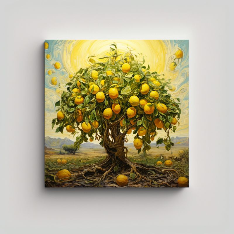 GENERICO - Cuadro Decoración Salón Árbol De Limón 80x80 Cm