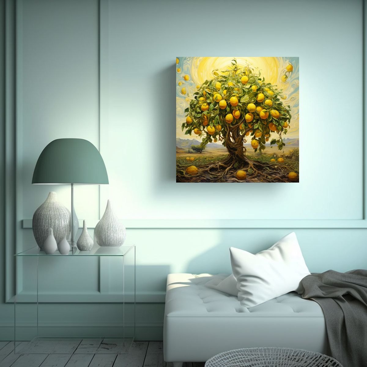 GENERICO - Cuadro Decoración Salón Árbol De Limón 80x80 Cm