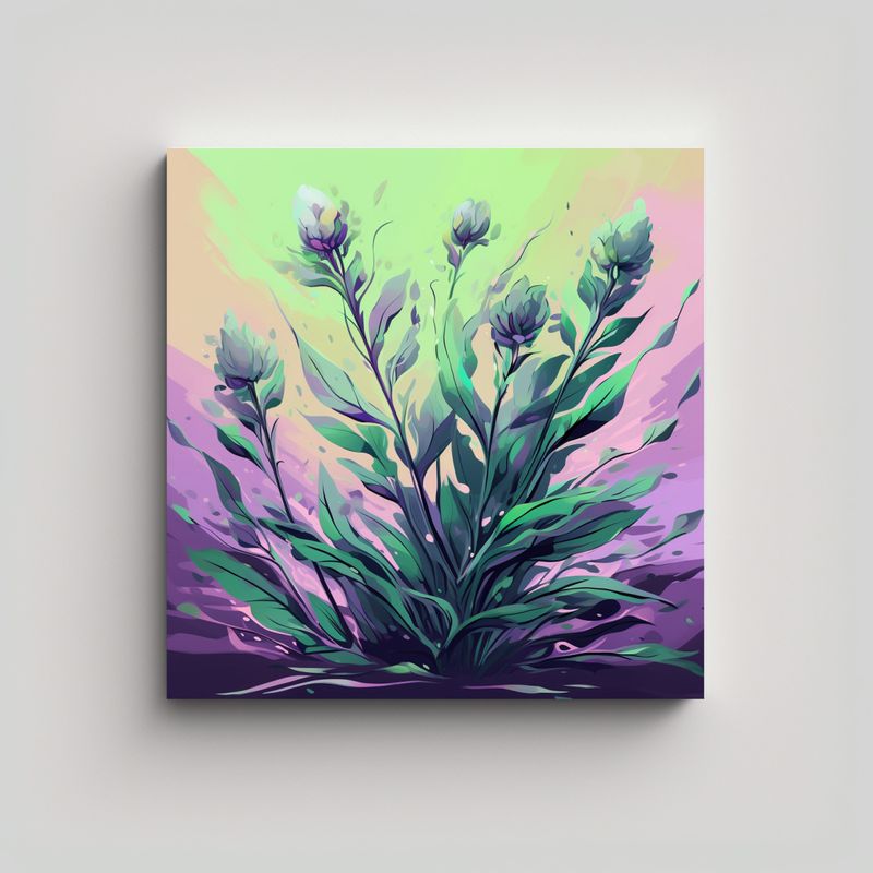 GENERICO - Pinturas Decorativas De Lavanda En Tonos Verdes Y 70x70 Cm