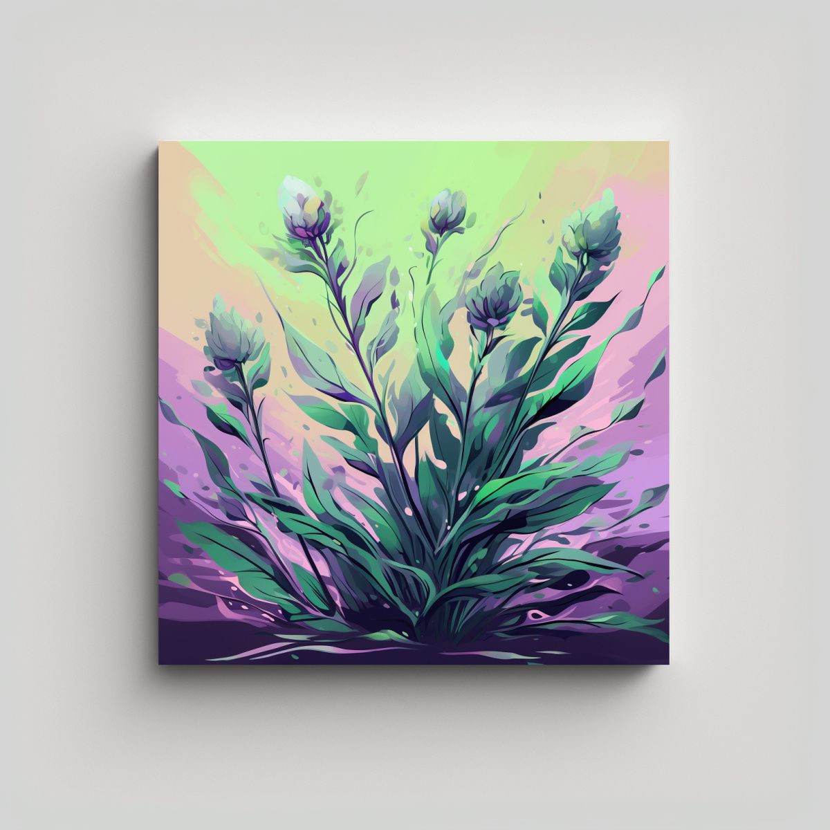 GENERICO - Pinturas Decorativas De Lavanda En Tonos Verdes Y 80x80 Cm