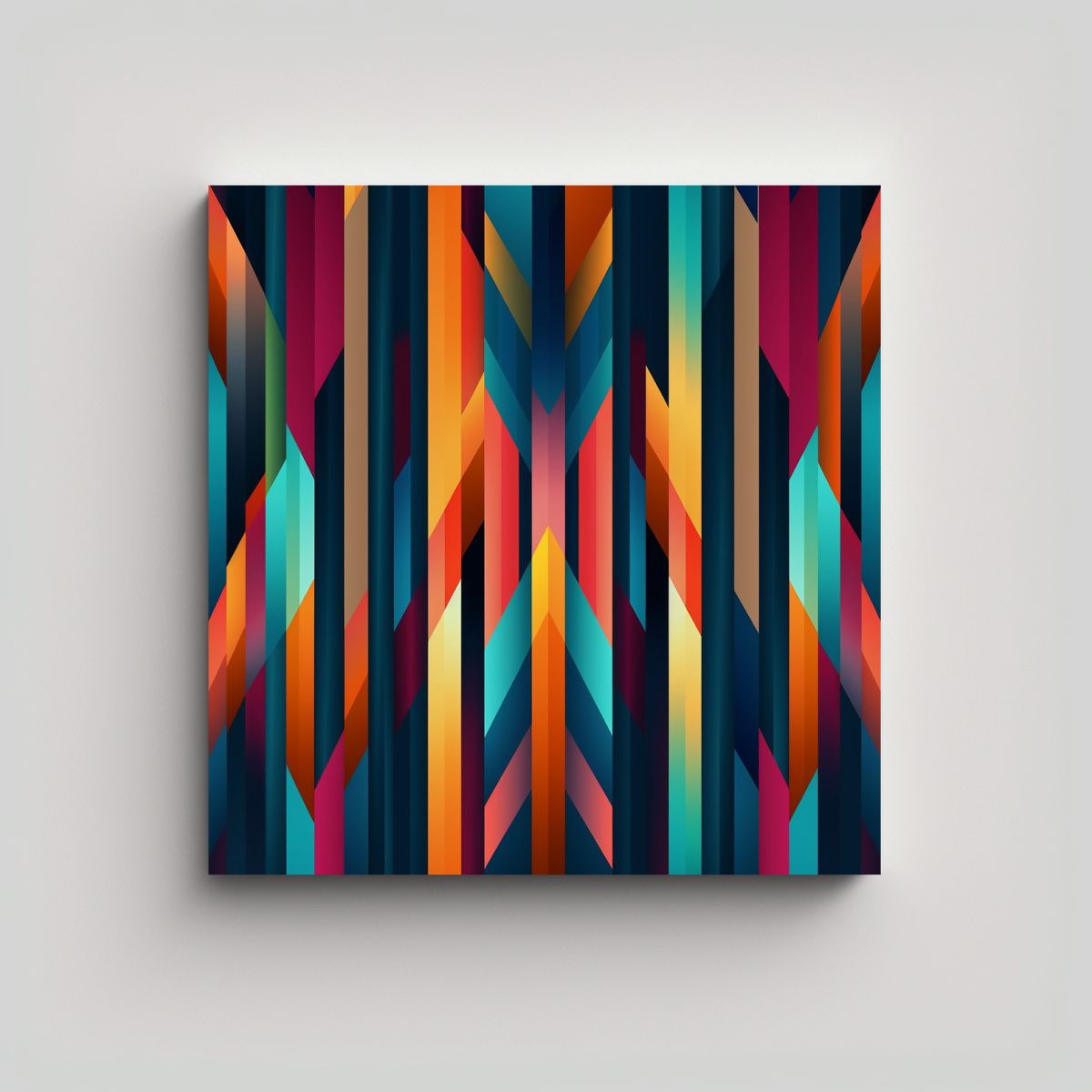 GENERICO - Cuadro Abstracto Con Franjas De Colores, Diseño 50x50 Cm