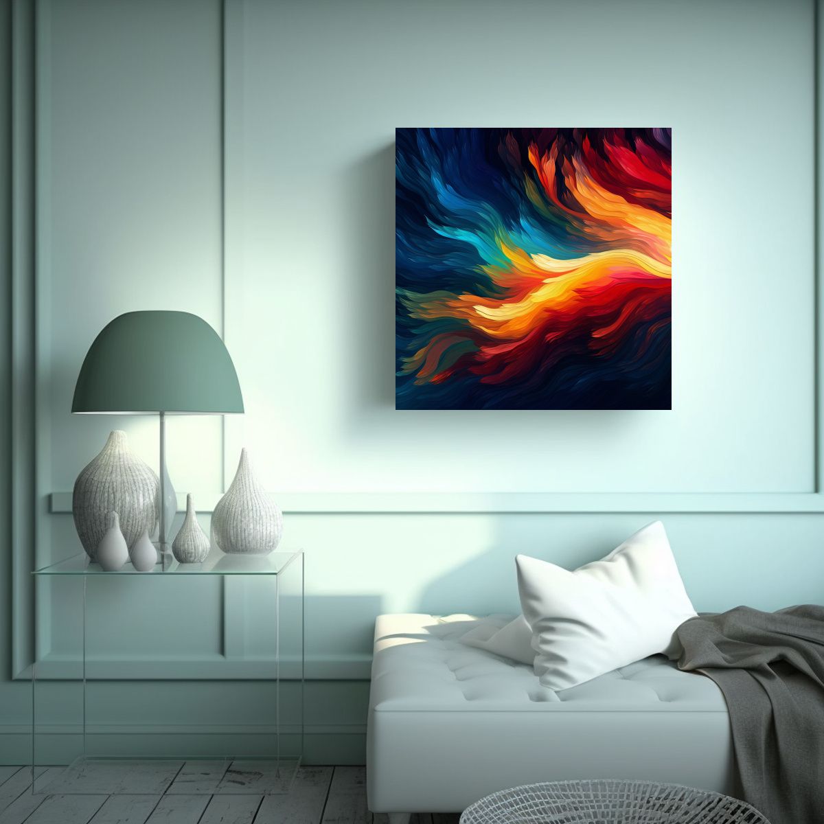 GENERICO - Pintura De Arte Cuadrada Abstracta Nocturna 70x70 Cm