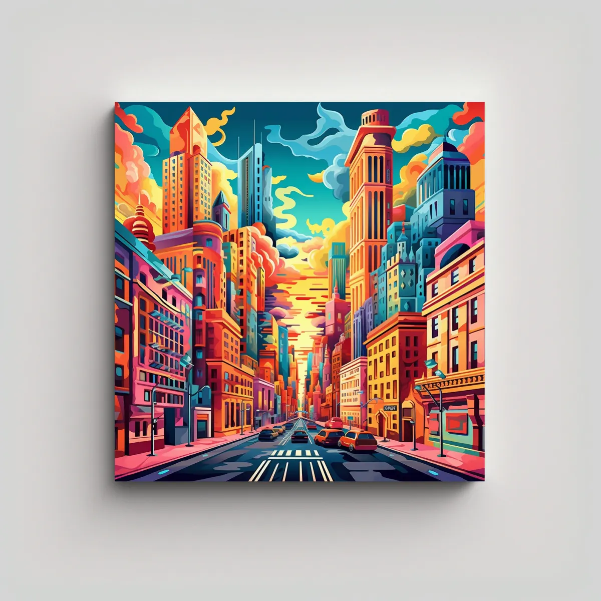 GENERICO - Cuadro Decorativo De Ciudad En Lienzo Con 50x50 Cm