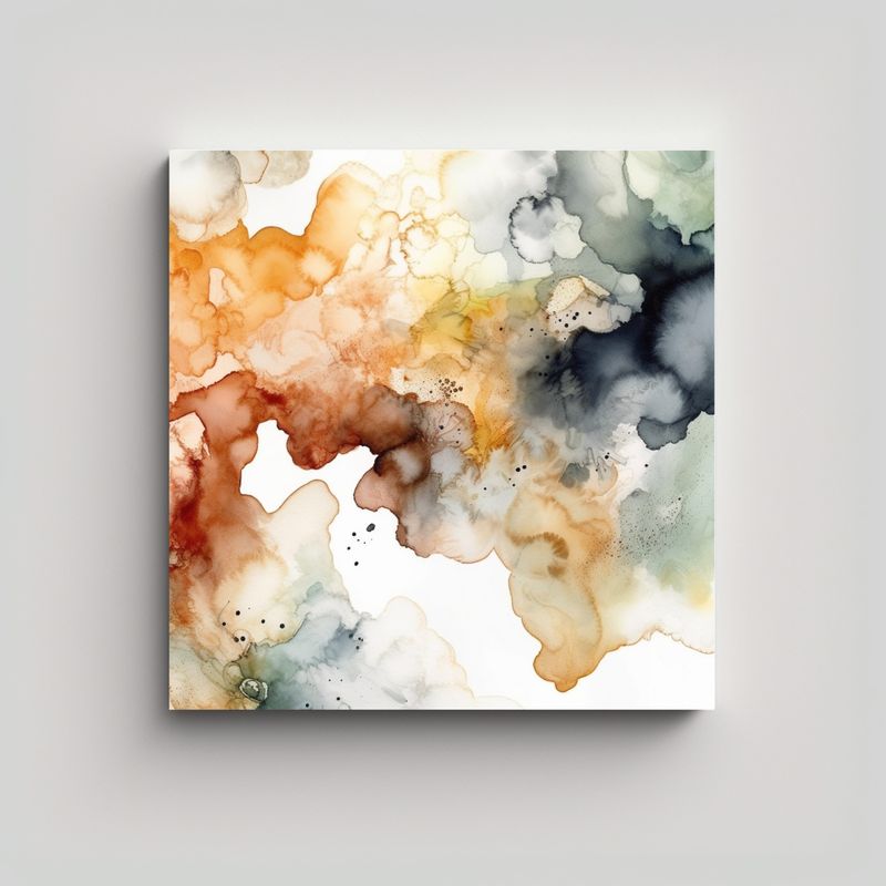 GENERICO - Cuadro En Bastidor Con Splotches De Acuarela 60x60 Cm