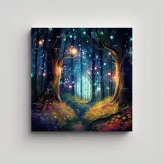 GENERICO - Cuadro Inspiración Temática Bosque Mágico Con 50x50 Cm